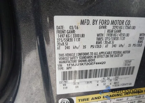 2016 Ford Expedition Limited from USA, damaged, VIN 1FMJU1KT2GEF44420